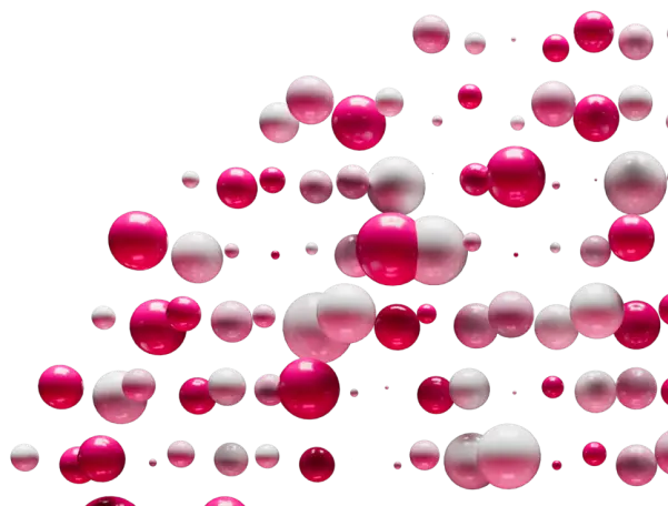 Abstract circle of red and white spheres